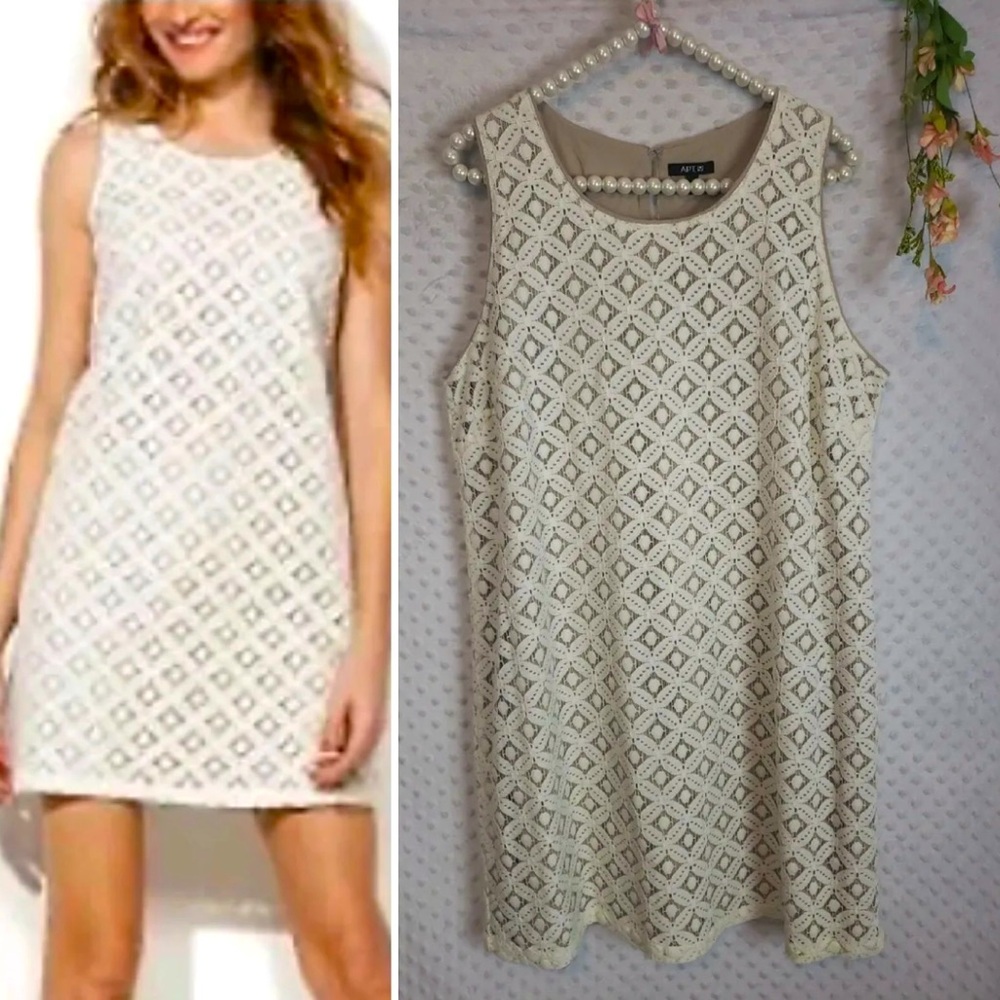 APT.9 Large Marshmallow Lace Sheath Dress